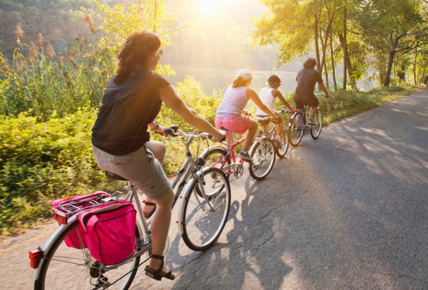 Family cycling in Canada